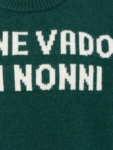 Boy green crewneck sweater Douglas with Me ne vado dai nonni print