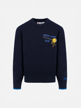 Maglione girocollo blu da bambino Douglas Light con ricamo Pasta lover