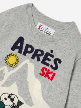 Jersey de punto gris con cuello redondo y Snoopy intarsia | Special edition 