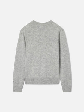 Jersey de punto gris con cuello redondo y Snoopy intarsia | Special edition 