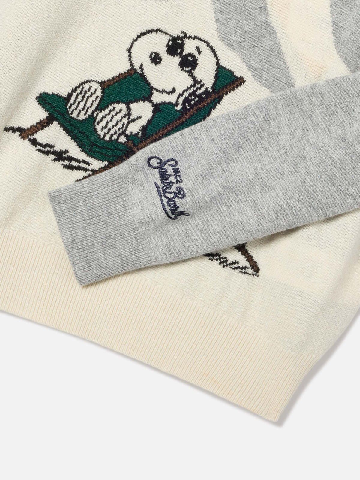 Jersey de punto gris con cuello redondo y Snoopy intarsia | Special edition 