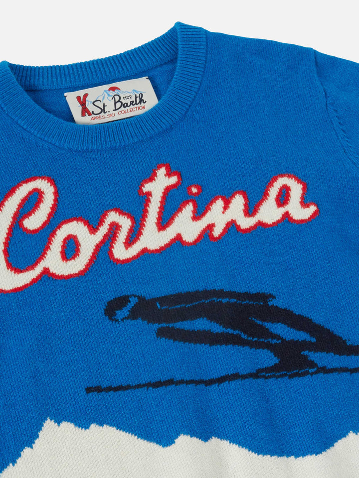 Crewneck Douglas with Cortina postcard jacquard