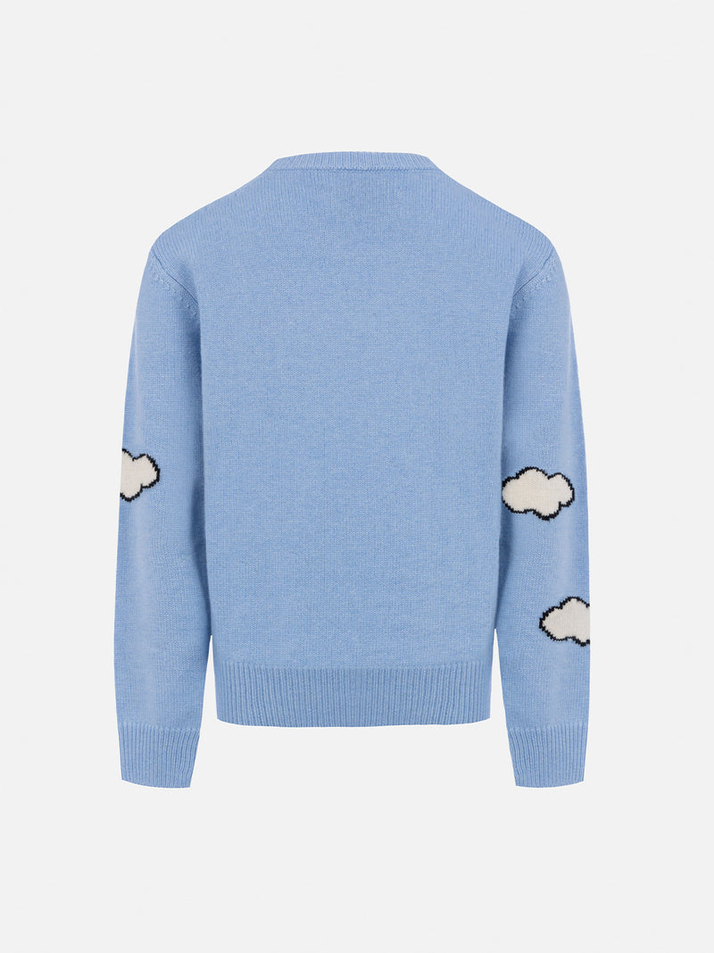 Maglione girocollo azzurro chiaro da bambino Douglas con stampa sci Peanuts | SNOOPY PEANUTS SPECIAL EDITION