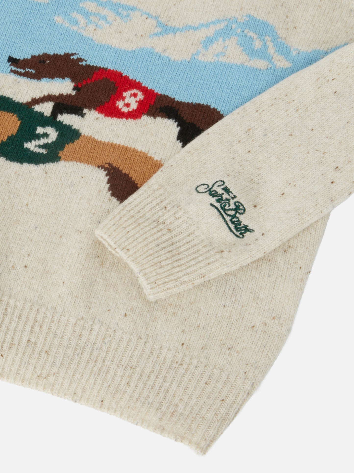 Crewneck Douglas with Saint Moritz postcard jacquard