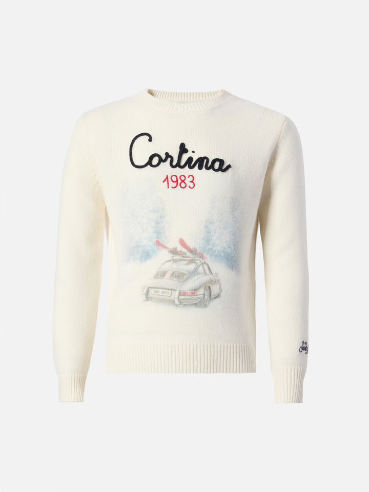 Maglione Douglas  con stampa Cortina road e ricamo Cortina 1983