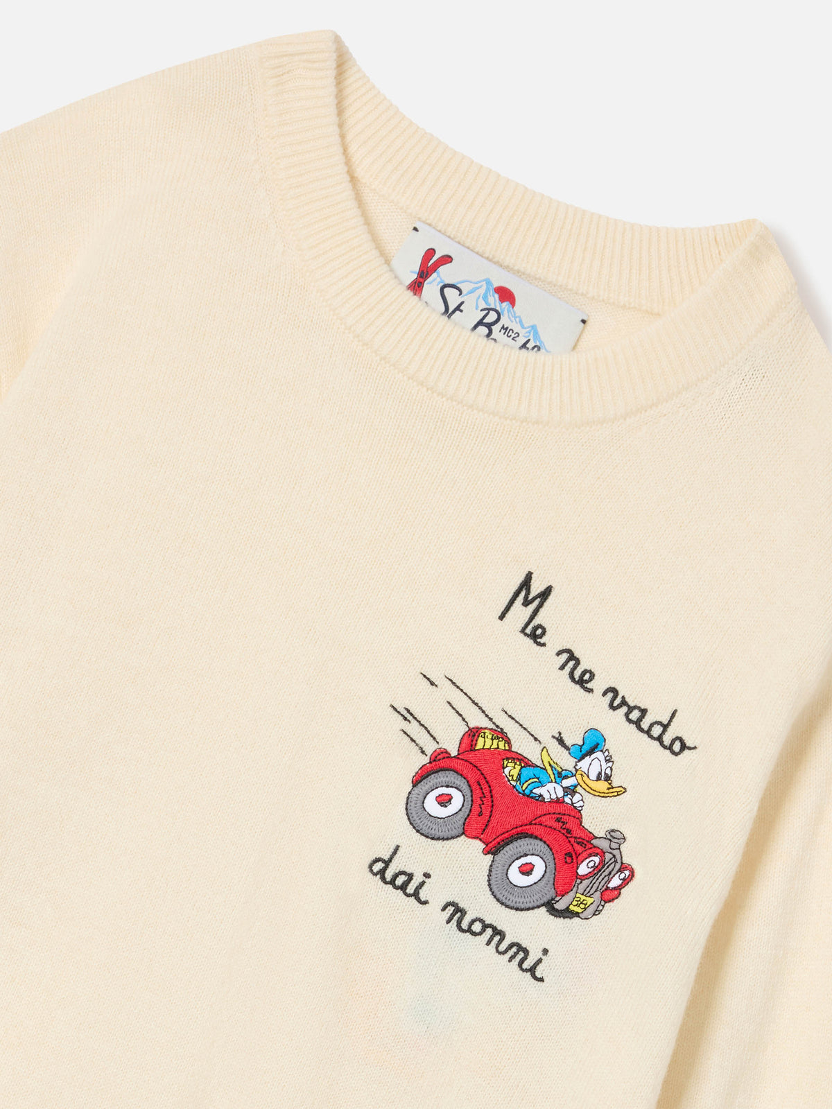 Cream Douglas Light wool and cashmere blend crewneck with Donald Duck intarsia | Special edition