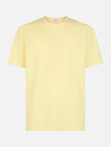 T-shirt da uomo Dover in jersey di cotone giallo pallido con ricamo St. Barth