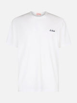 Man white cotton jersey t-shirt Dover with St. Barth embroidery