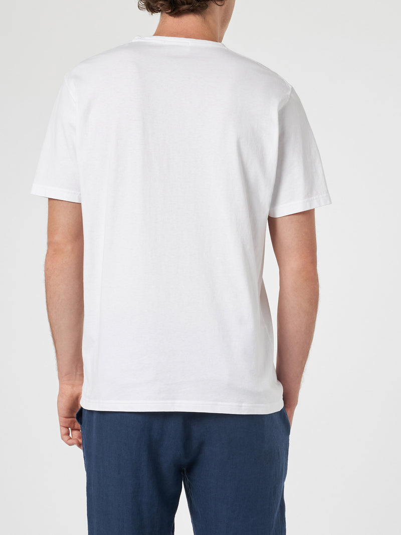Herren-T-Shirt Dover aus weißem Baumwolljersey mit St. Barth-Stickerei