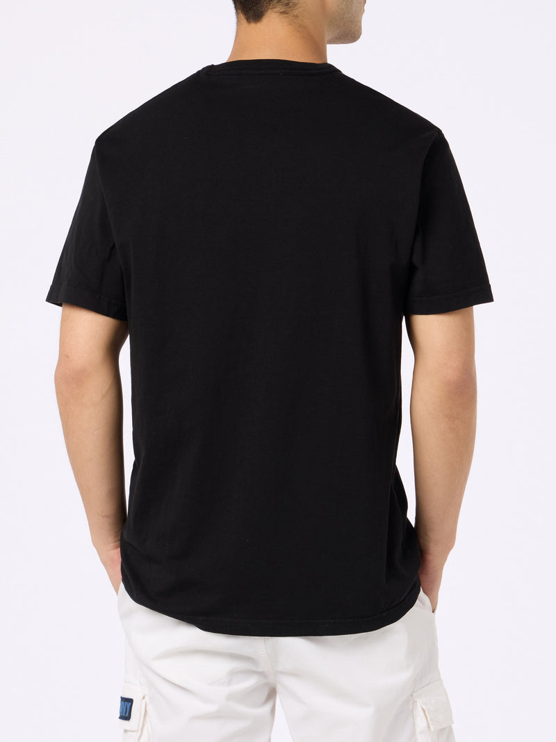 Man black cotton jersey t-shirt Dover with St. Barth embroidery