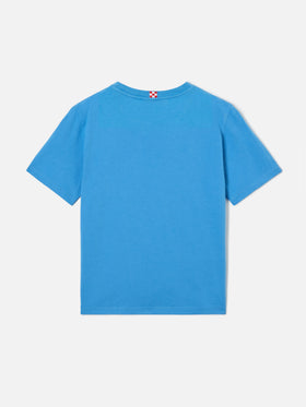 T-shirt Dover Jr in puro cotone azzurro polvere con logo ricamato