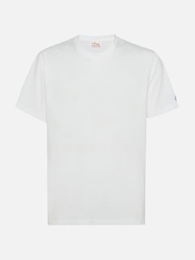 Tshirt Dover in jersey di cotone bianco con ricamo St. Barth
