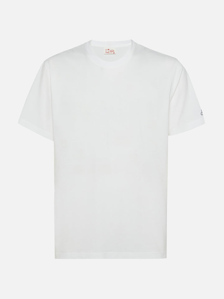 White cotton jersey t-shirt Dover with St. Barth embroidery