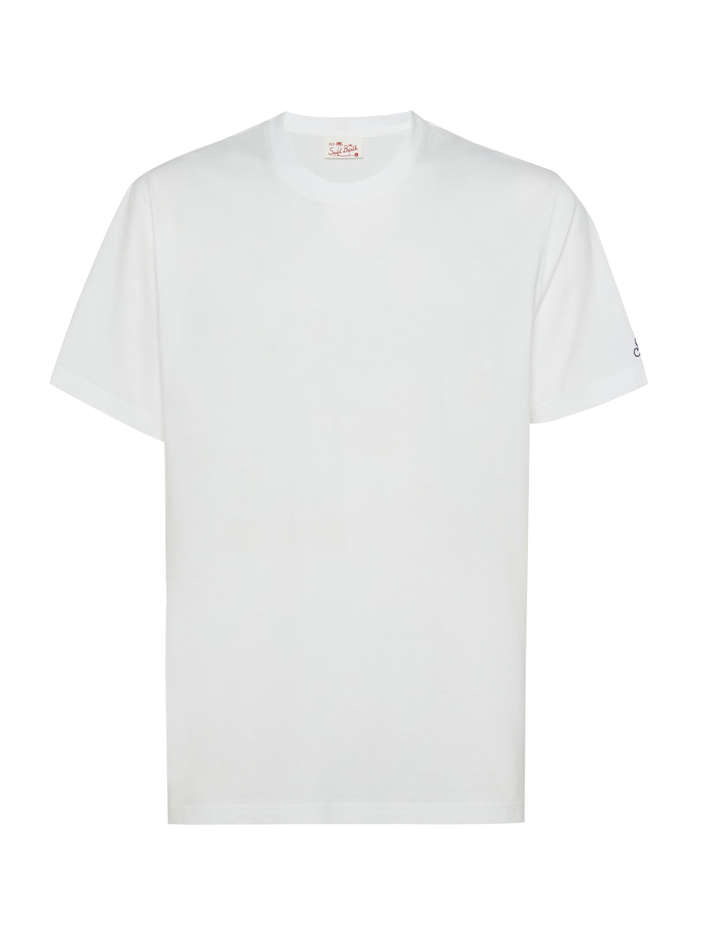 White cotton jersey t-shirt Dover with St. Barth embroidery