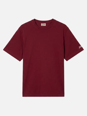 Dover bordeaux cotton jersey t-shirt with St. Barth embroidery