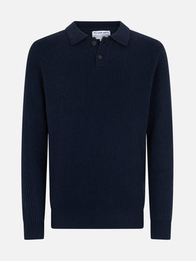 Maglione a coste Downing blu navy in MISTO CASHMERE