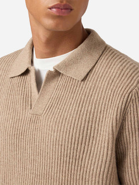 Polo in maglia Downing in lana kaki