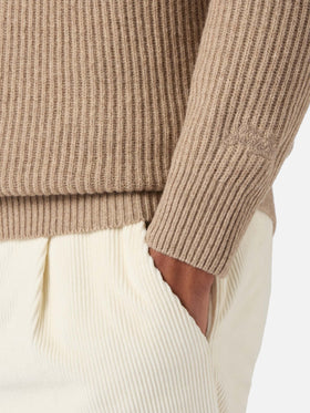Polo in maglia Downing in lana kaki
