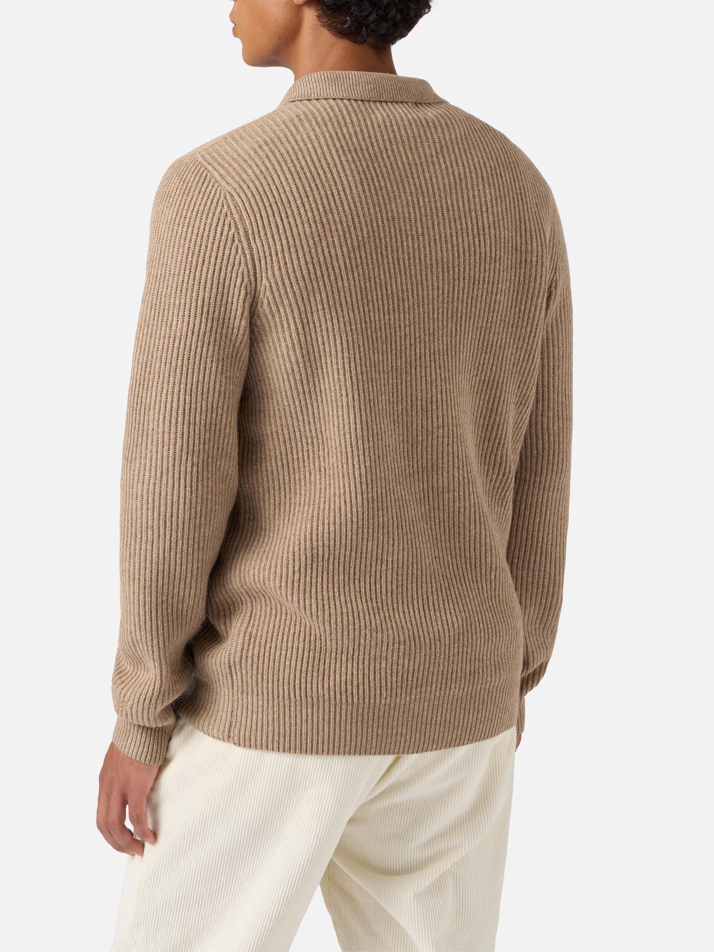 Khaki pure-wool knit polo Downing