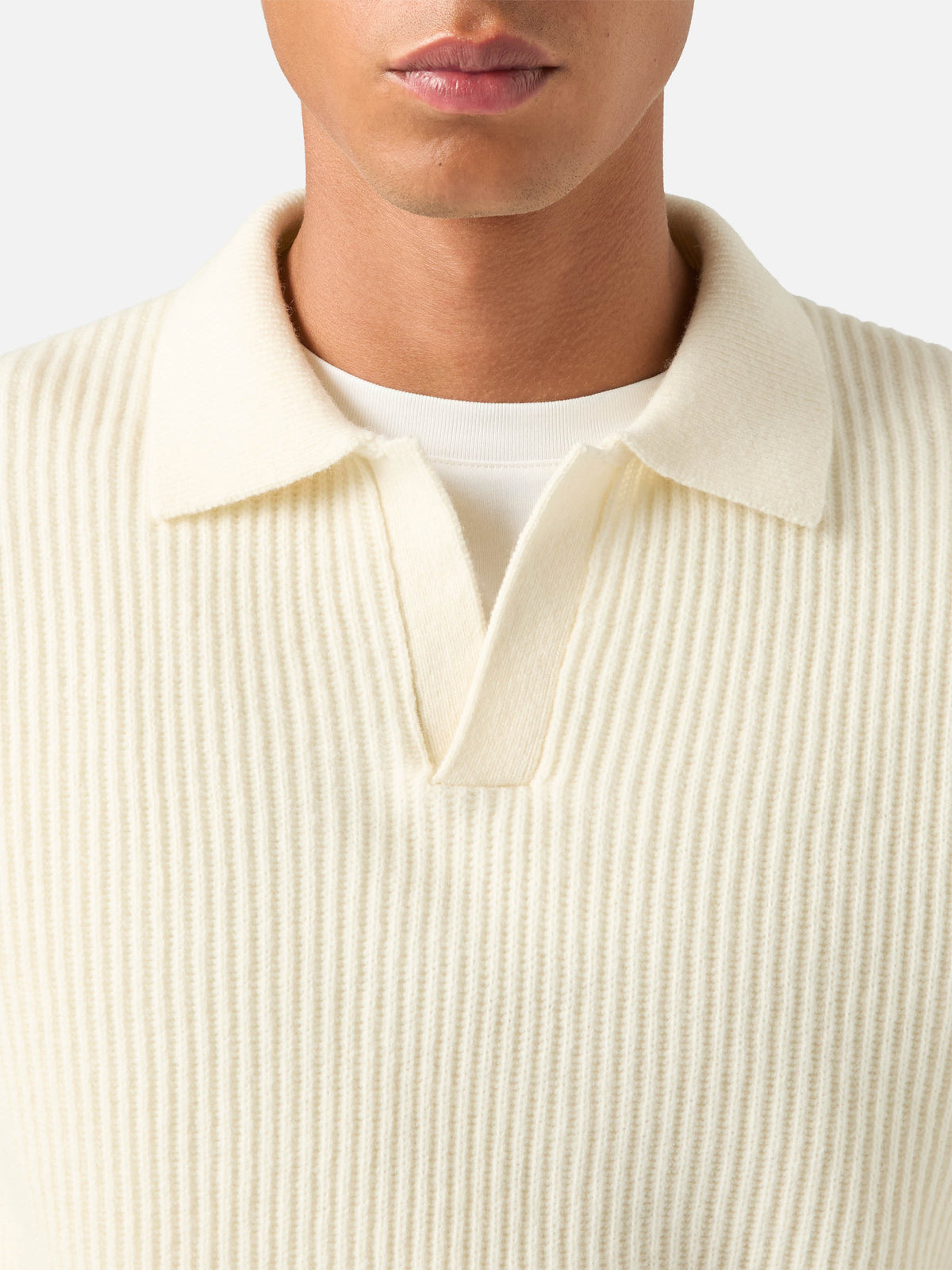 Off white Downing wool ribbed knit polo