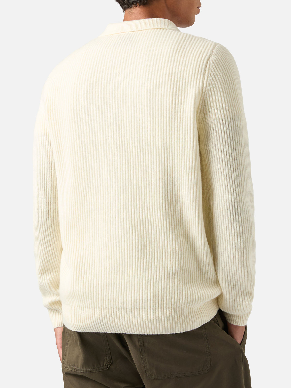Off white Downing wool ribbed knit polo