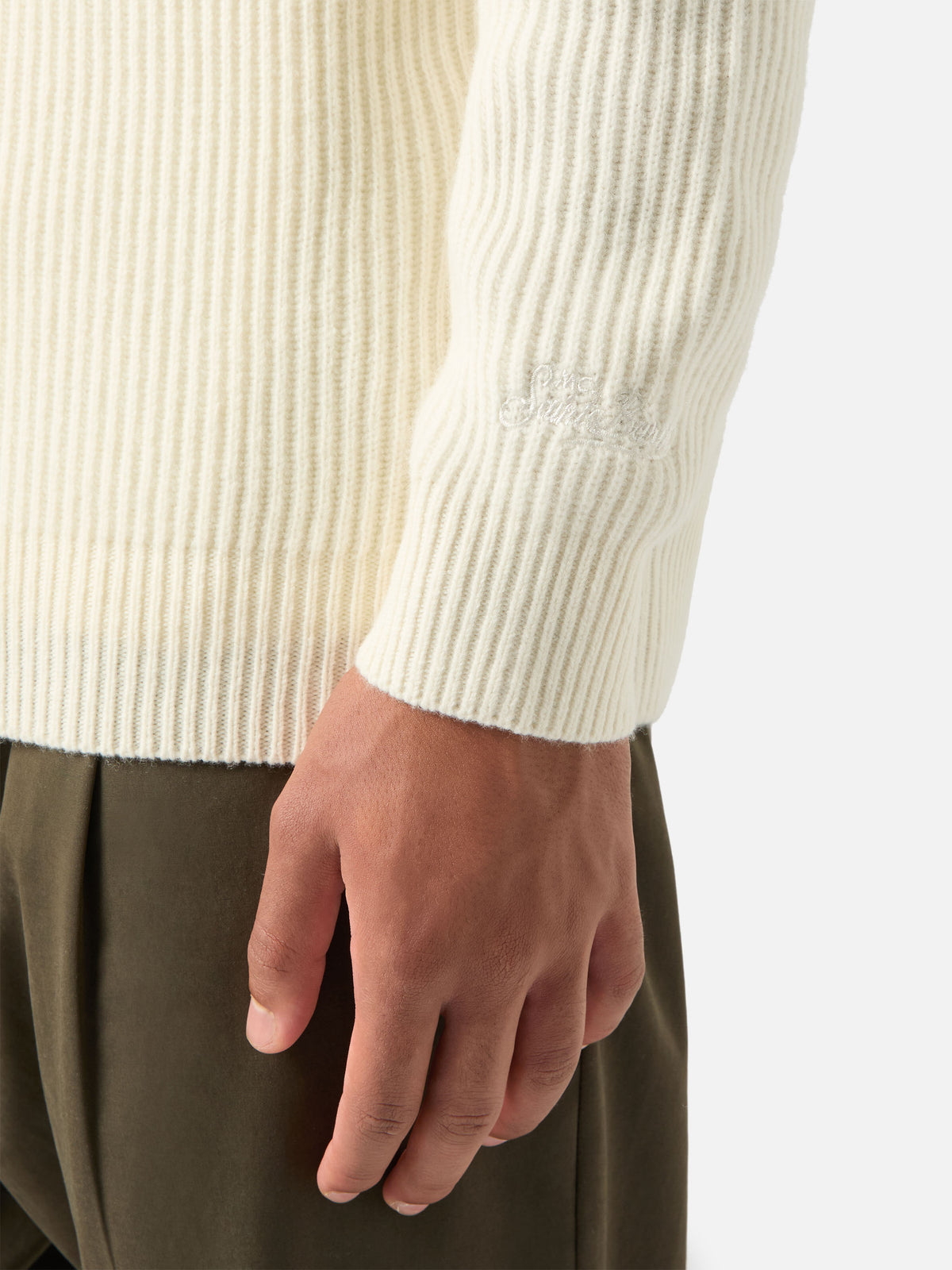 Off white Downing wool ribbed knit polo