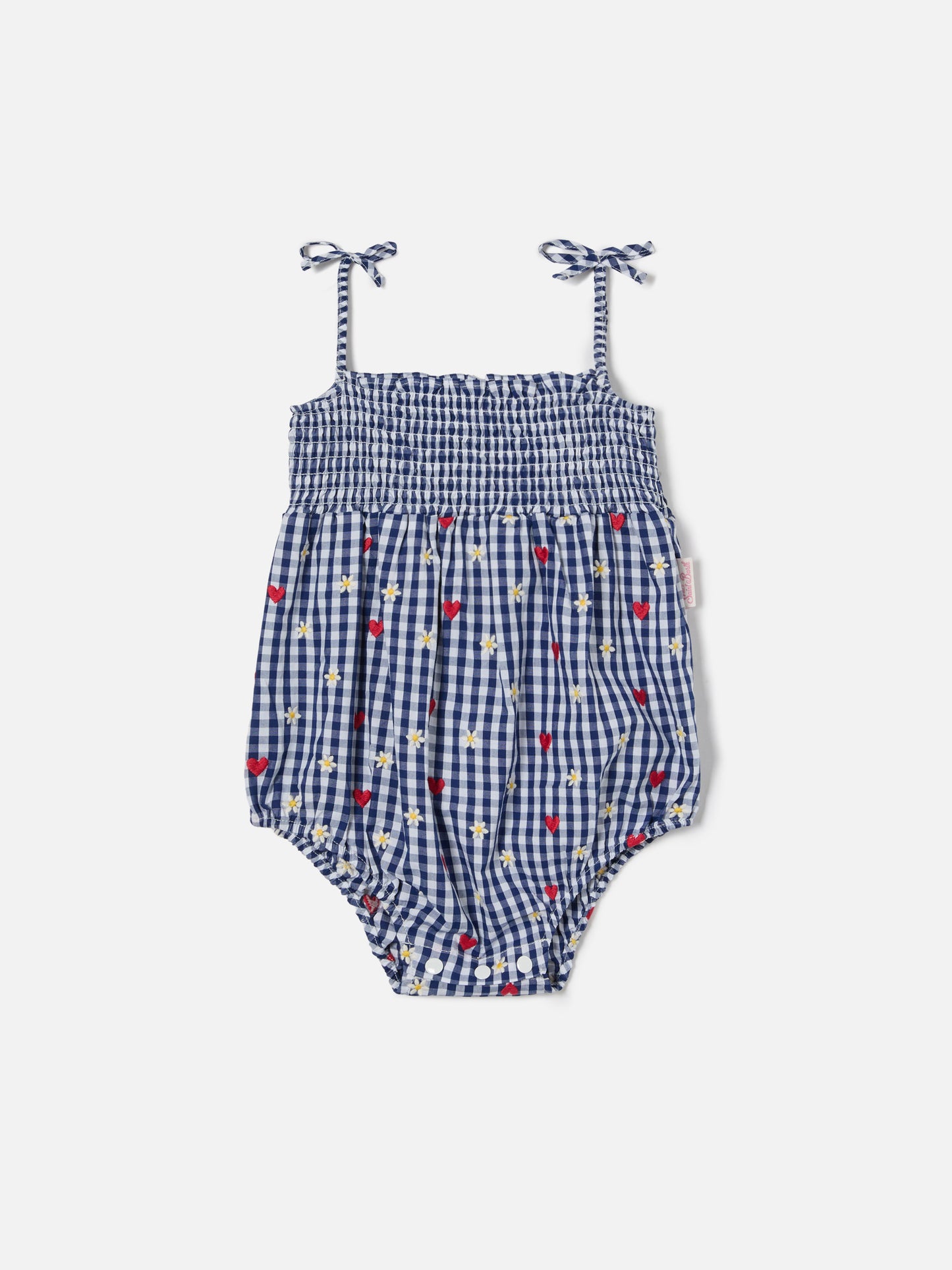 Tutina corta Dudu in vichy tinto filo con ricami all over