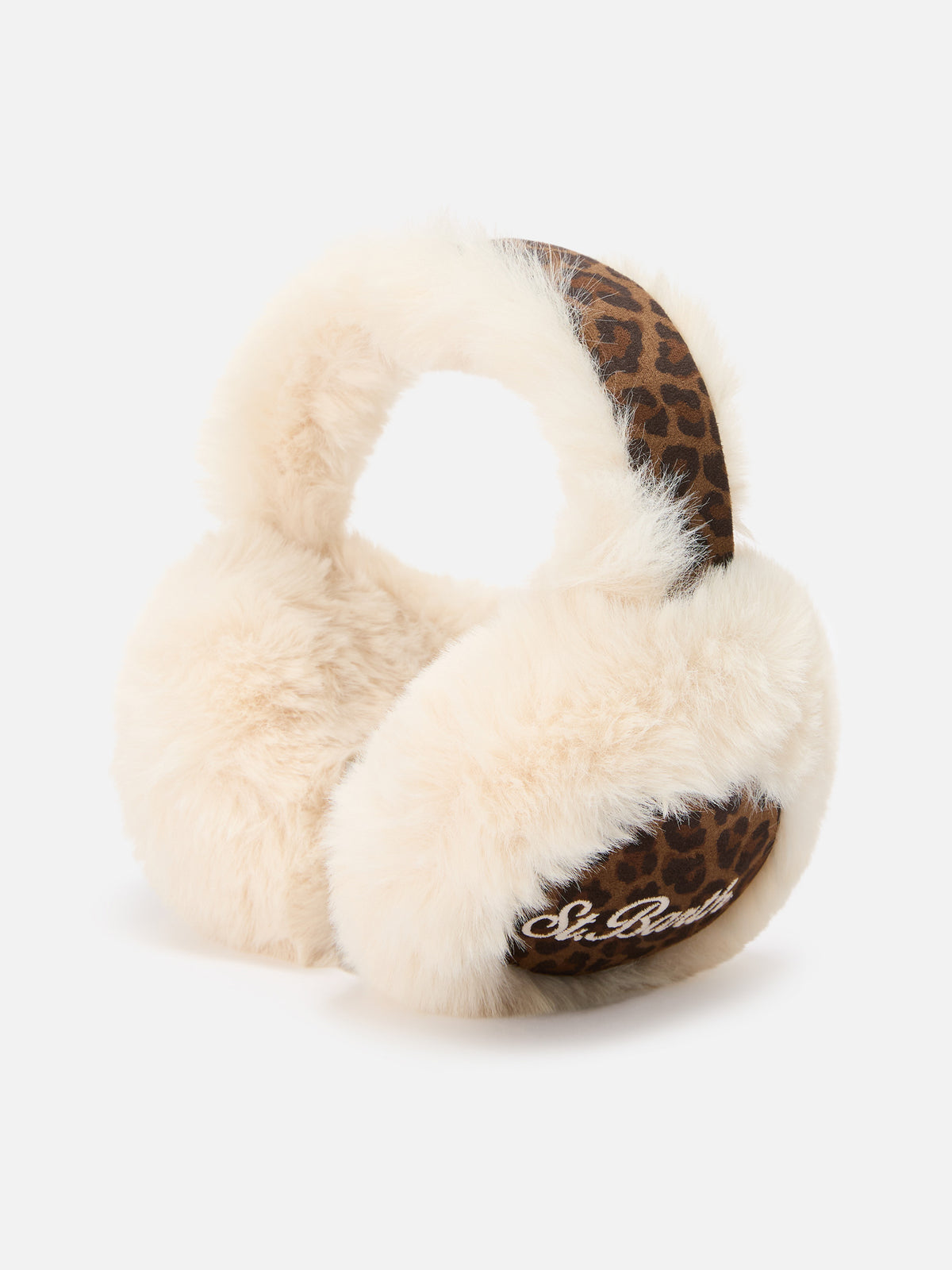 Paraorecchie con stampa leopardata e ricamo logo