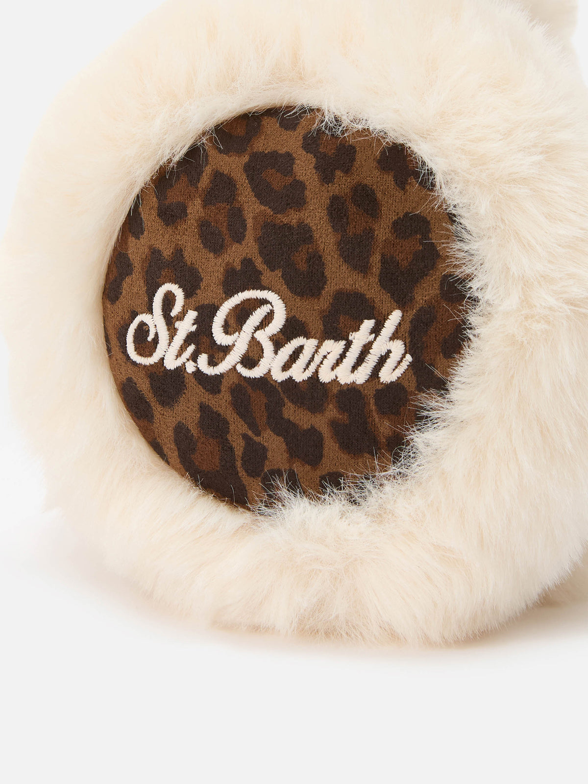 Paraorecchie con stampa leopardata e ricamo logo