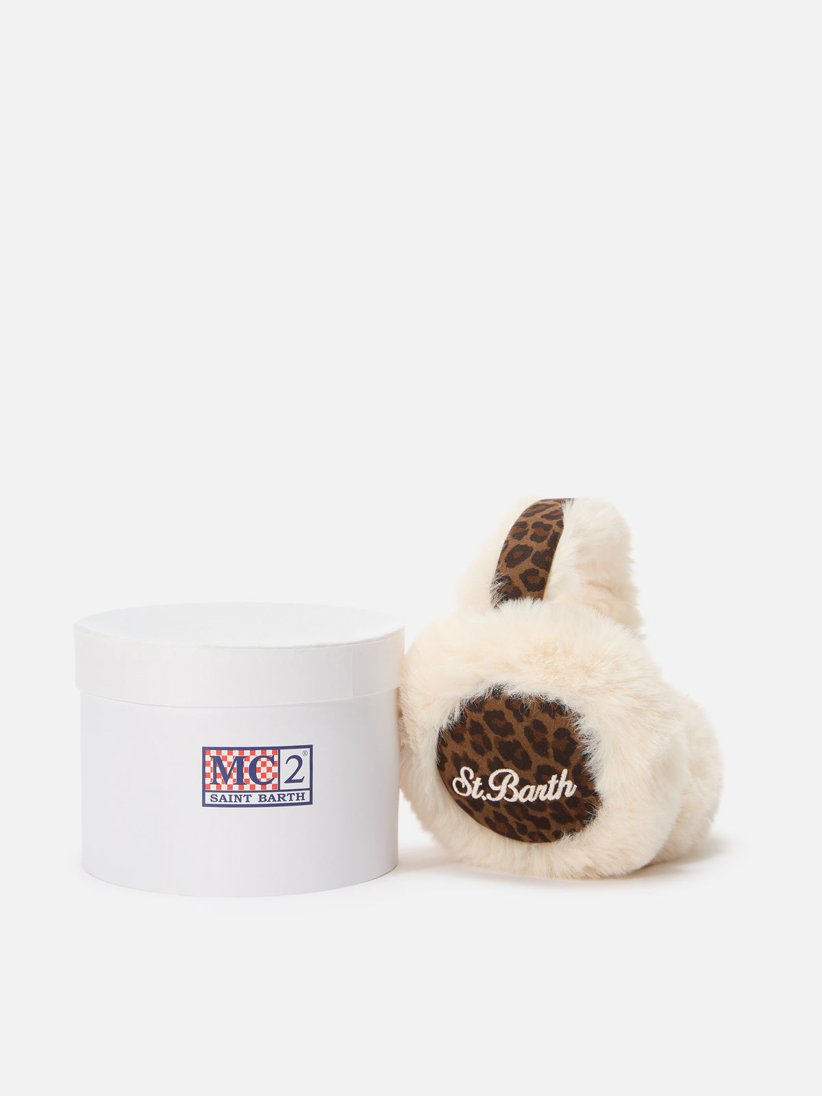Paraorecchie con stampa leopardata e ricamo logo