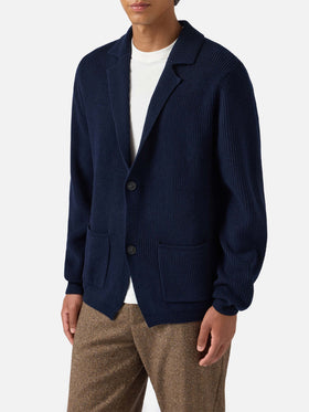 Blazer Eaton in lana blu notte