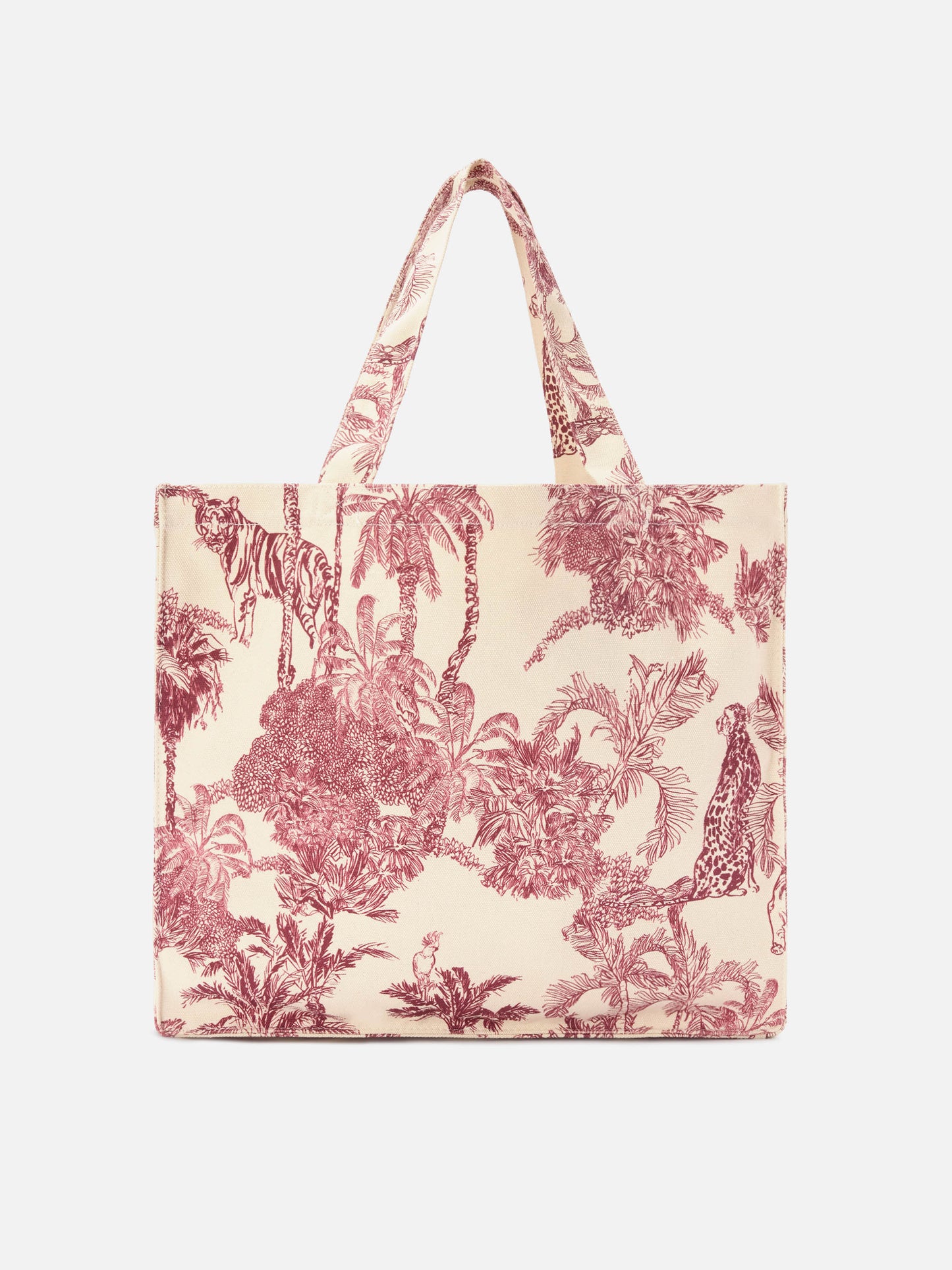 Borsa Essential in canvas con stampa toile de jouy bordeaux e logo stampato