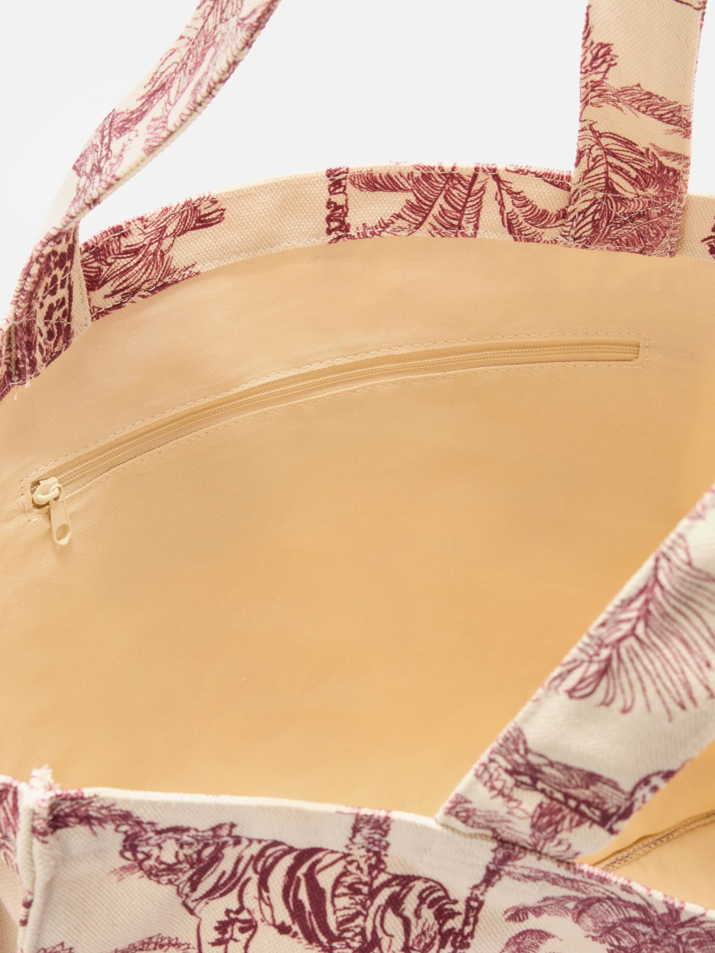 Borsa Essential in canvas con stampa toile de jouy bordeaux e logo stampato