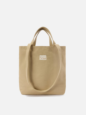 Essential Beach beige cotton tote bag with embroidered logo