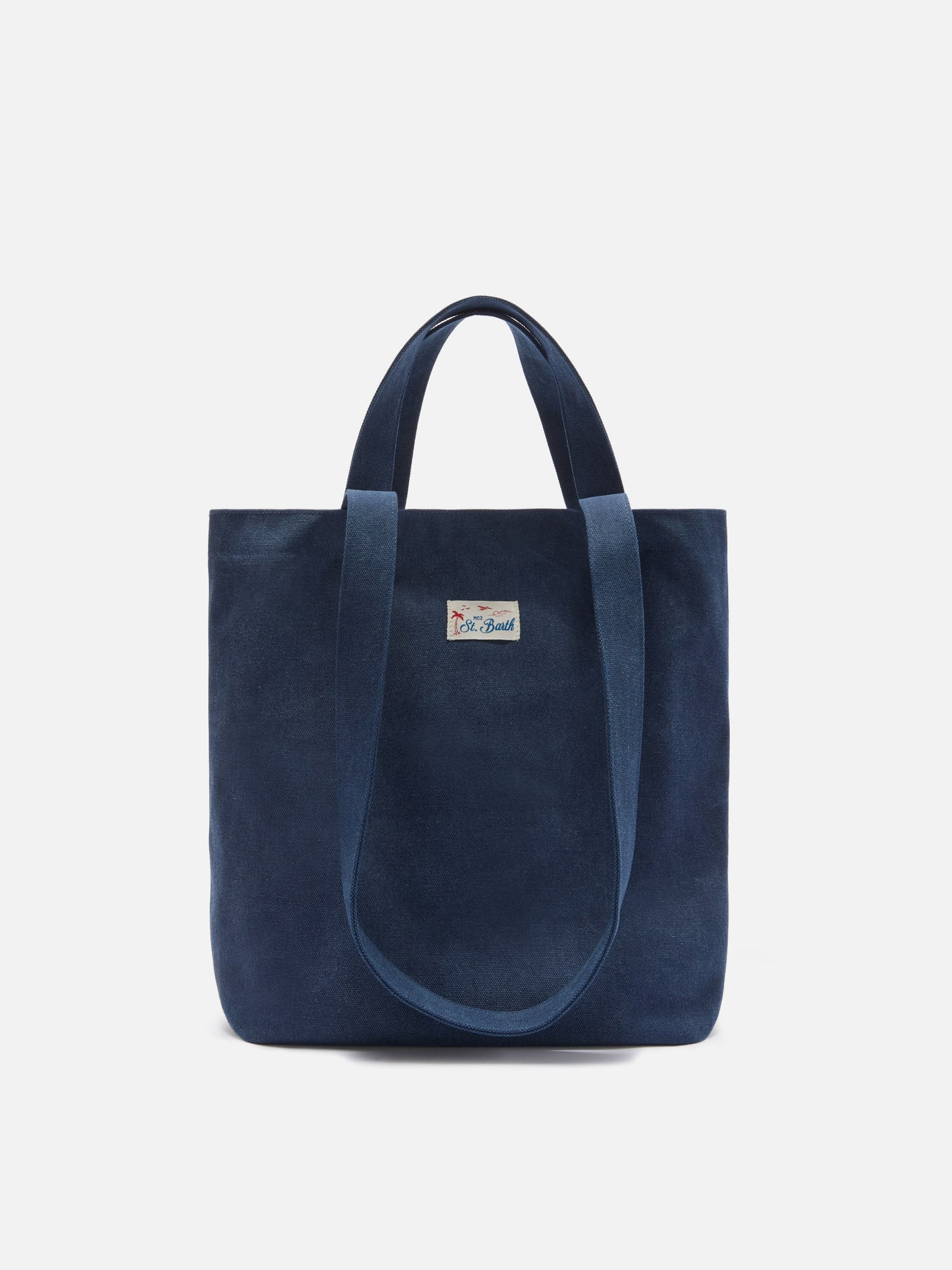 Essential Beach navy blue cotton tote bag with embroidered logo