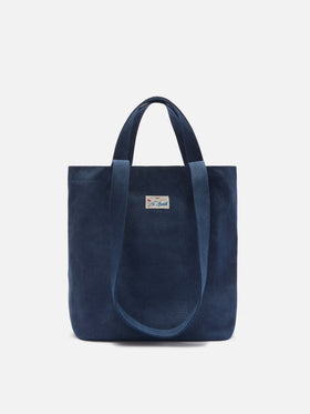 Essential Beach navy blue cotton tote bag with embroidered logo