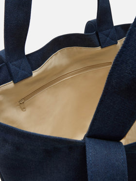 Essential Beach navy blue cotton tote bag with embroidered logo