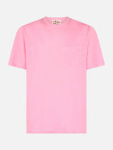 Man pink linen jersey t-shirt Ecstasea with pocket