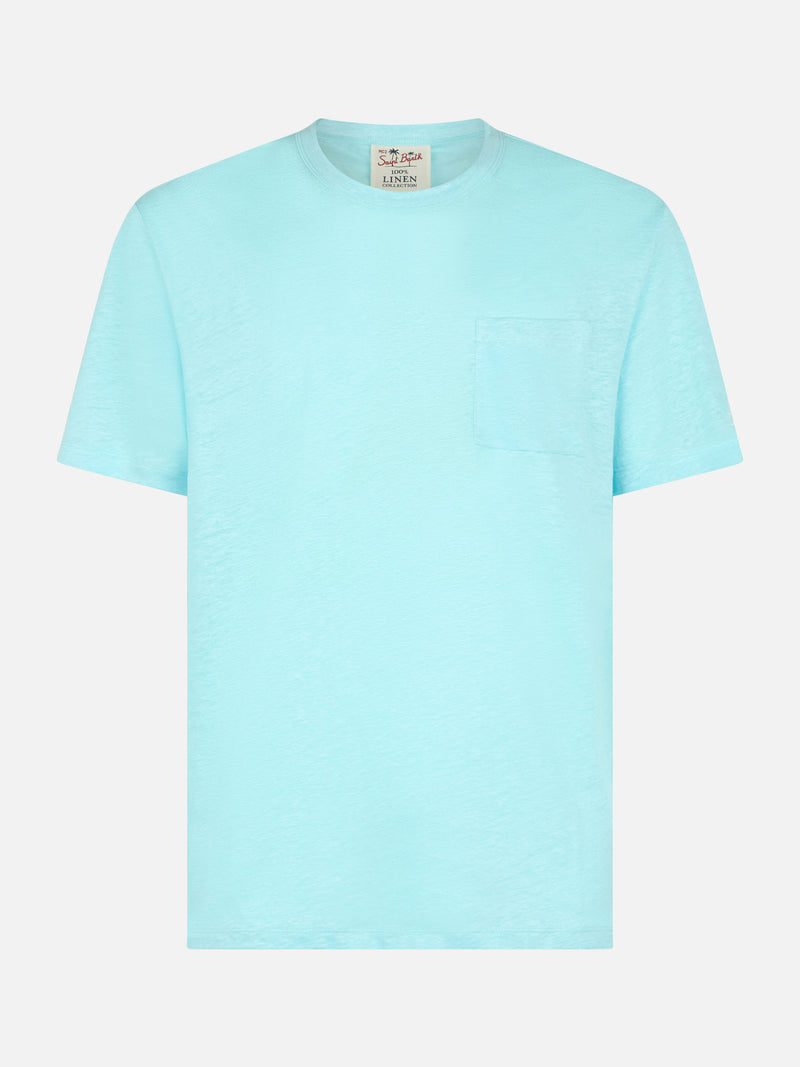 Man water green linen jersey t-shirt Ecstasea with pocket