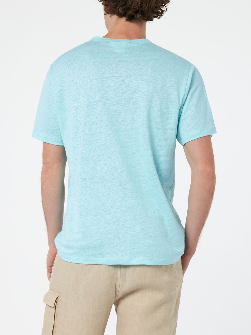 Man water green linen jersey t-shirt Ecstasea with pocket