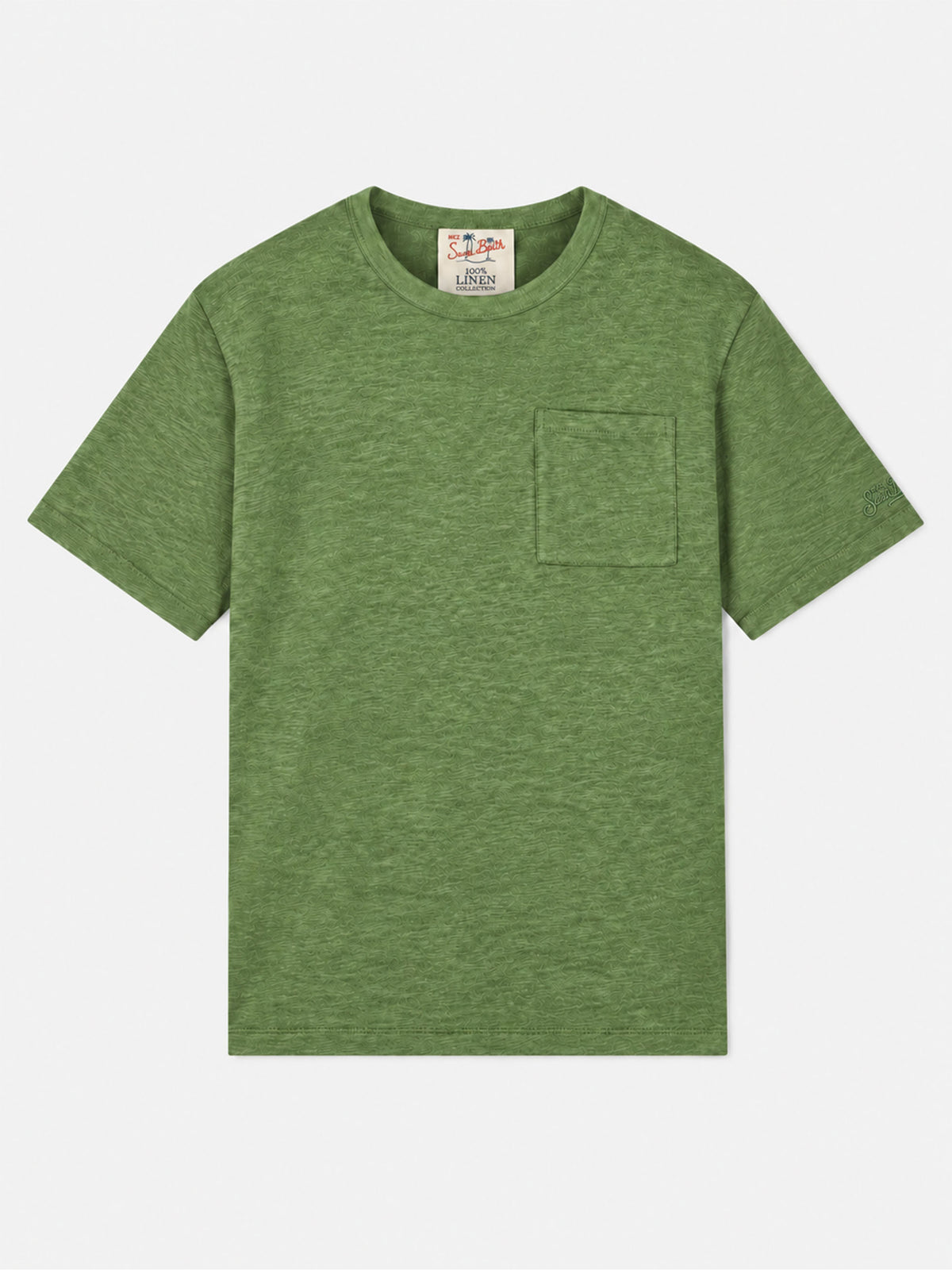 Military green Ecstasea linen T-shirt with pocket