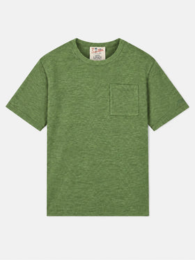 Military green Ecstasea linen T-shirt with pocket