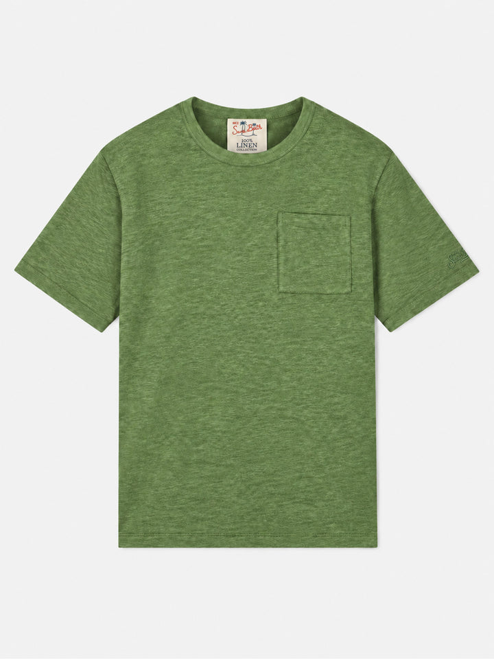 Ecstasea T-Shirt aus leinen in Military Green 