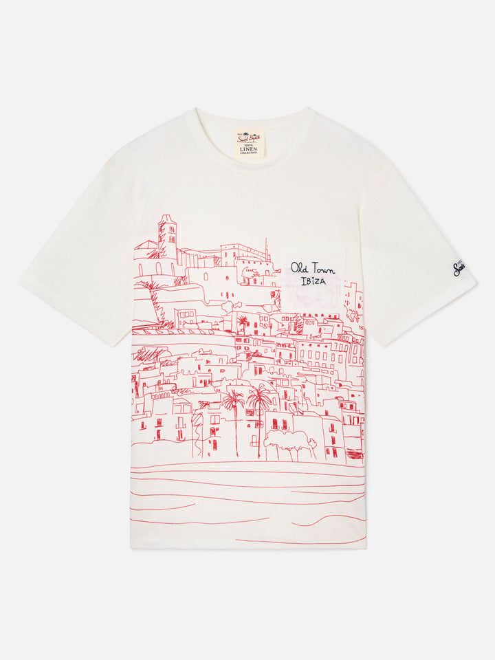 T-shirt Ecstasea in lino jersey con stampa Ibiza