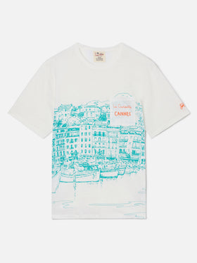 T-shirt Ecstasea in lino jersey con stampa Cannes