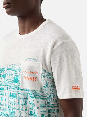 T-shirt Ecstasea in lino jersey con stampa Cannes
