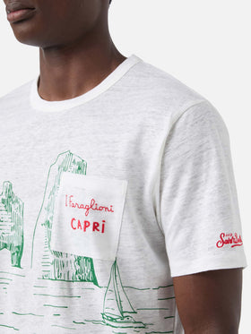 T-shirt en jersey de lin Ecstasea avec imprimé Capri 