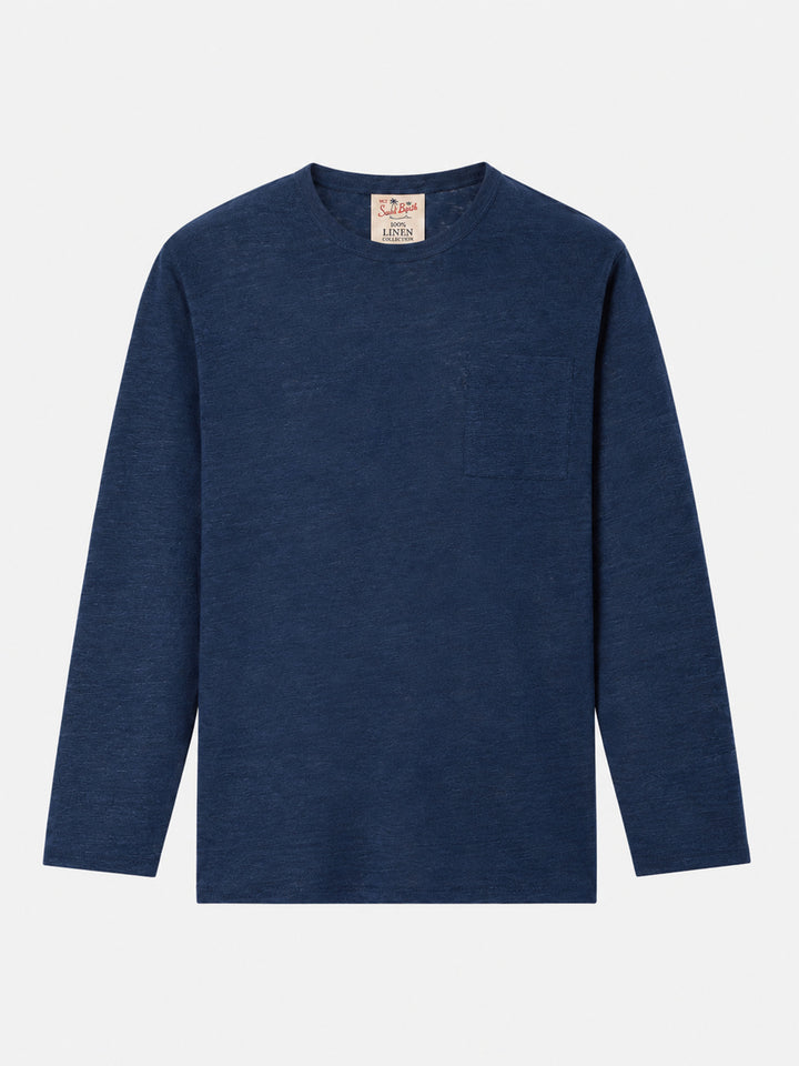 Ecstasea Leinen-T-Shirt in einfarbigem Navyblau 