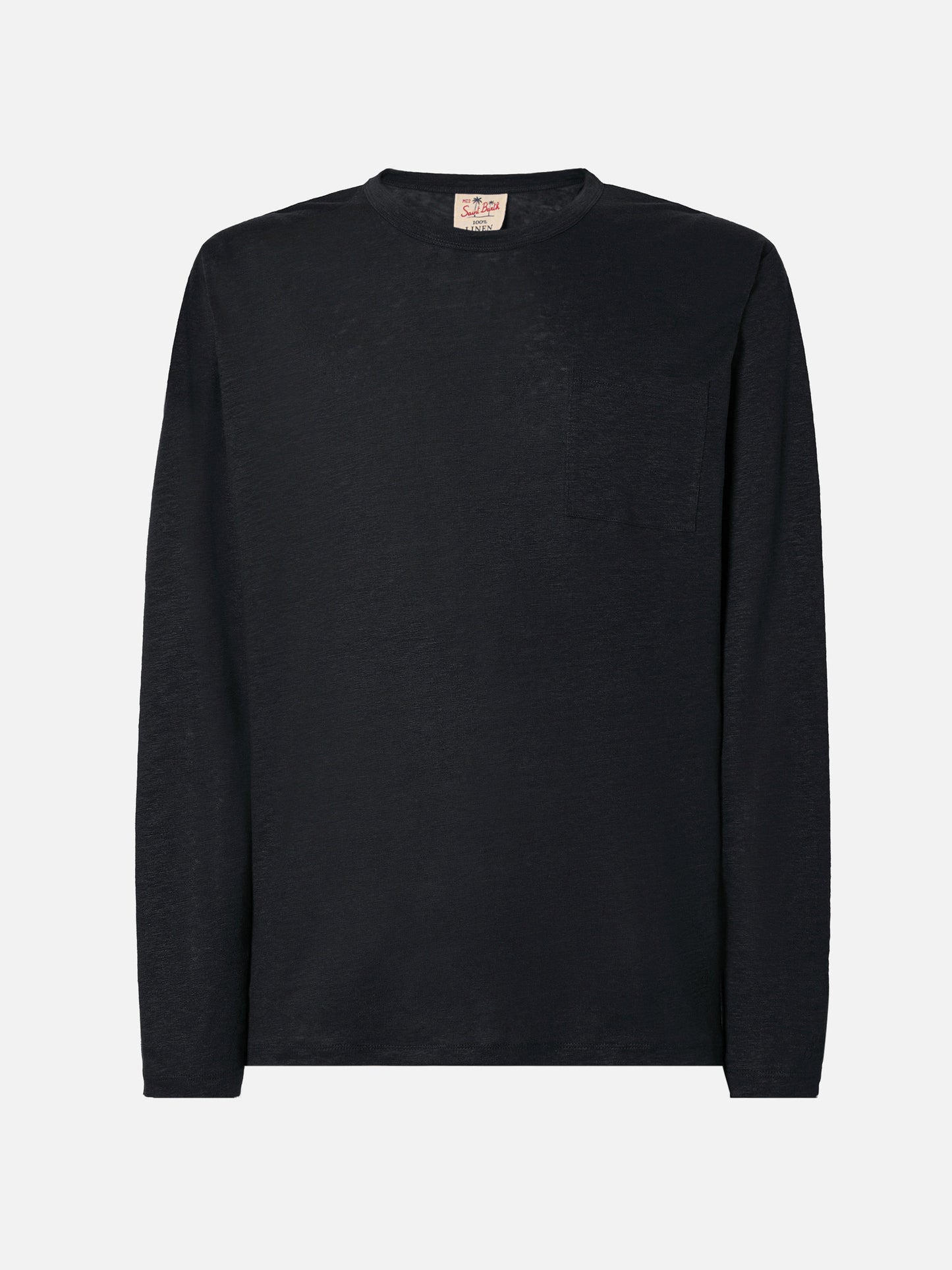 T-shirt da uomo in jersey di lino nera Ecstasea con taschino