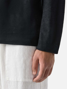 Man black linen jersey t-shirt Ecstasea with pocket